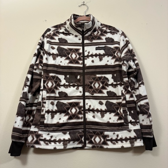 CINCH Jackets & Blazers - CINCH women’s full zip fleece jacket XL southwestern brown cream Aztec